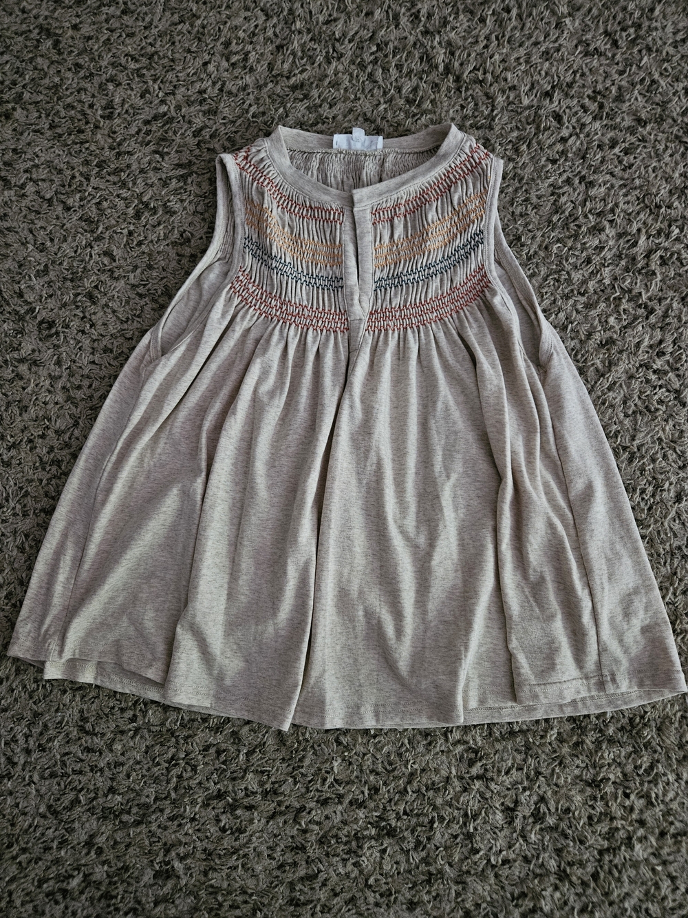 THML Ivory Sleeveless Smocked Yoke Tunic